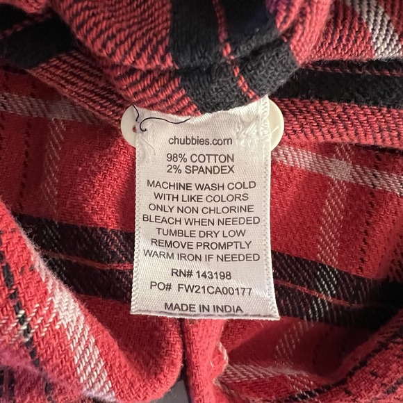 Chubbies Flannel Shirt Men's Large Red Plaid Long Sleeve Button Down Casual Work - Picture 7 of 11